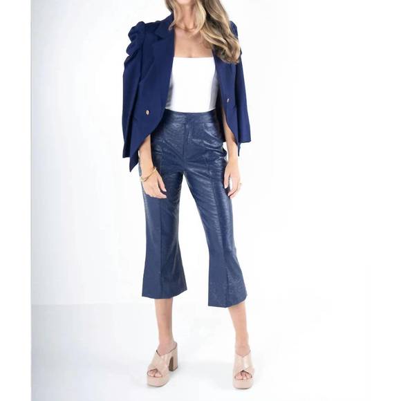 NEW EMILY MCCARTHY saylor pants in navy ostrich leather - Picture 5 of 5